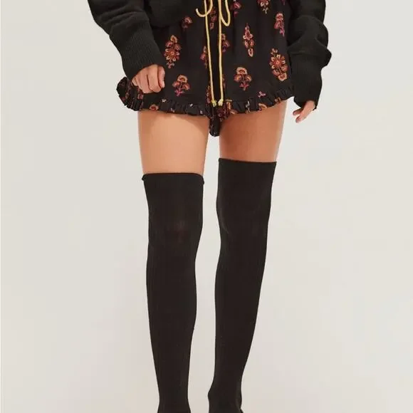 NWT Free People Viola Black Over the Knee Socks - Picture 2 of 7